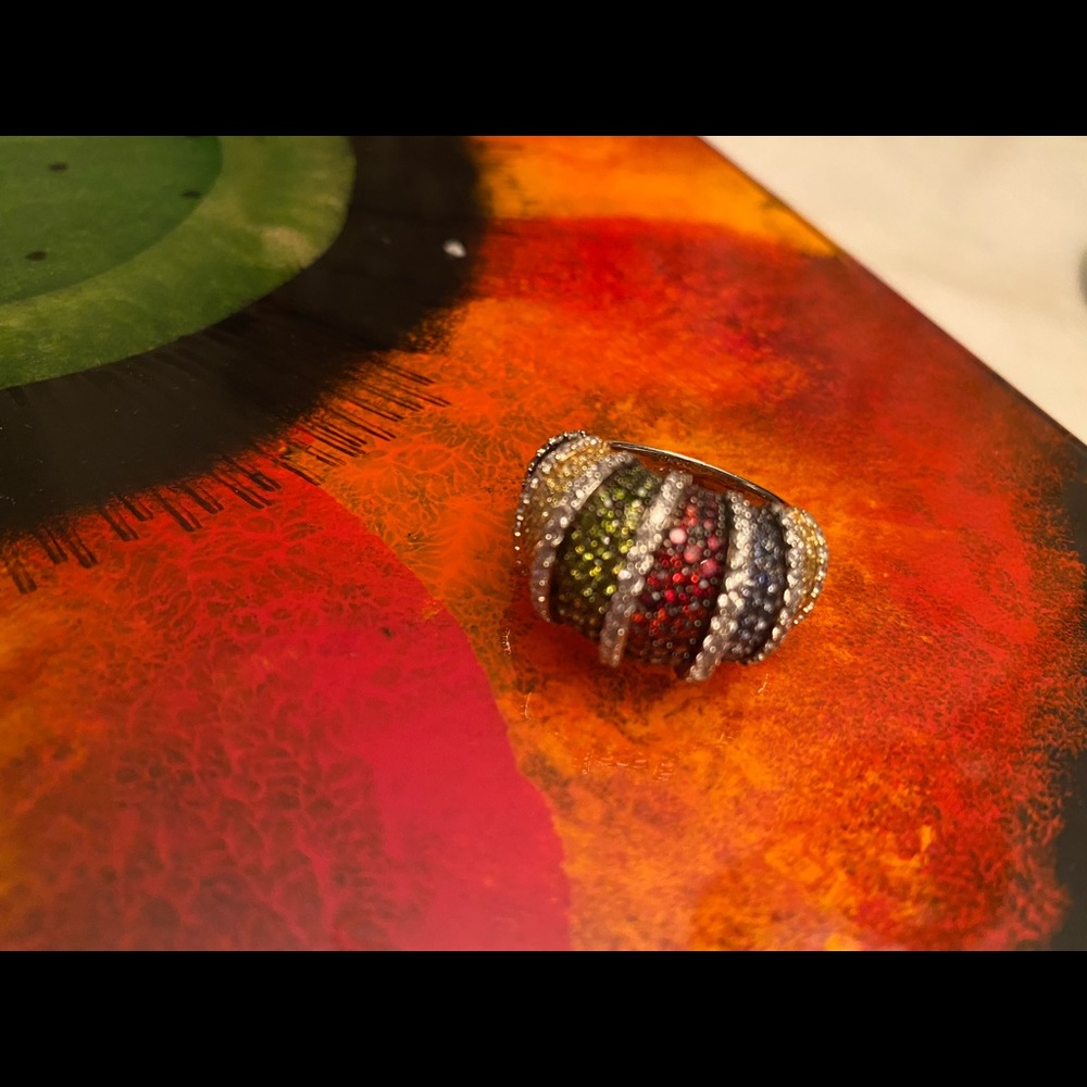 Suzy Levian Multi color Sterling Silver Ring Gorgeous! Perfect Holiday gift!